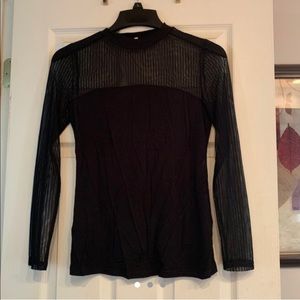 Mesh Striped Black Long Sleeve